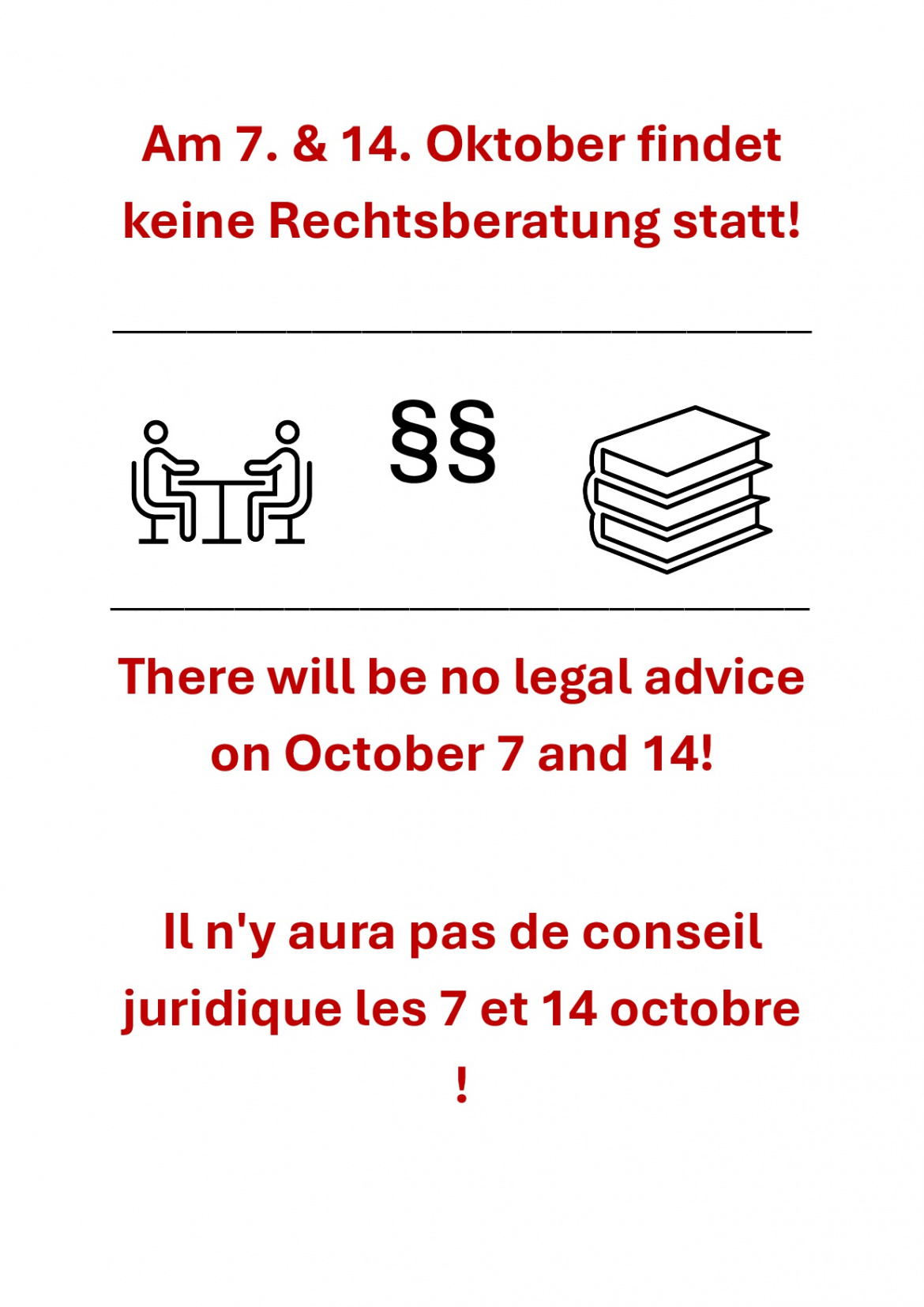 Keine Rechtsberatung in den Herbstferien