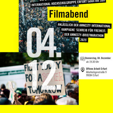 Filmabend zum Amnesty-Briefmarathon