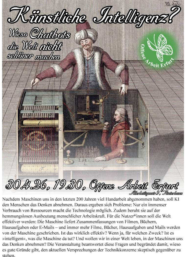 „Künstliche Intelligenz? Warum Chatbots die Welt nicht schöner machen“ Ein Vortrag von Michel Raab