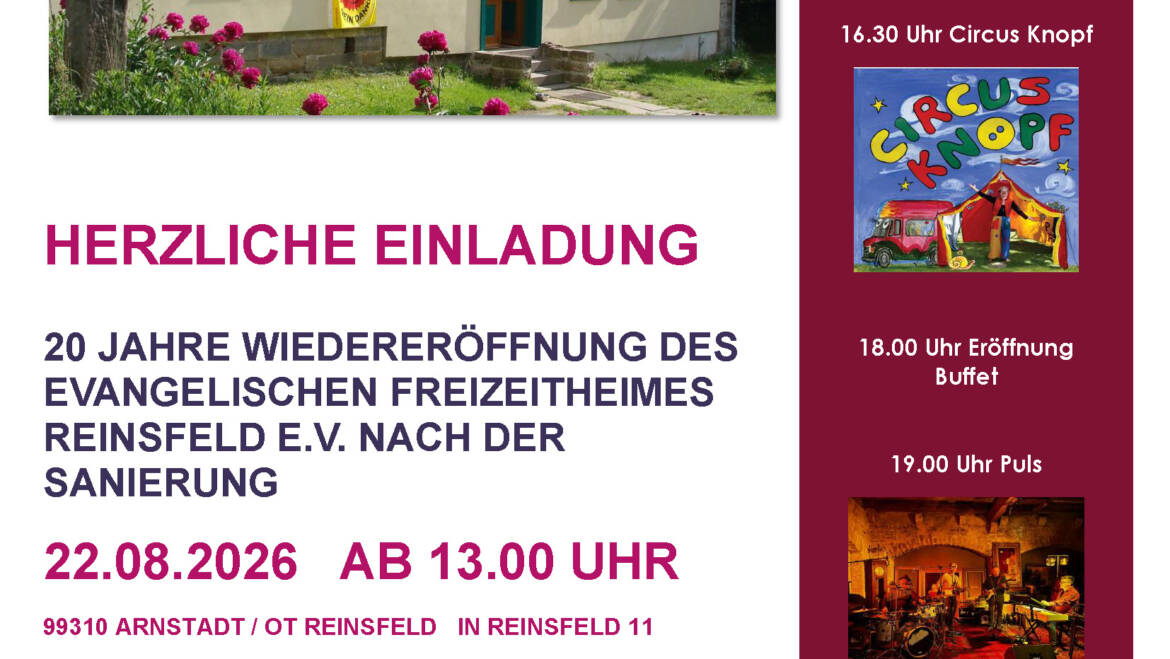 20 JAHRE WIEDERERÖFFNUNG DES EVANGELISCHEN FREIZEITHEIMES