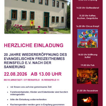 20 JAHRE WIEDERERÖFFNUNG DES EVANGELISCHEN FREIZEITHEIMES