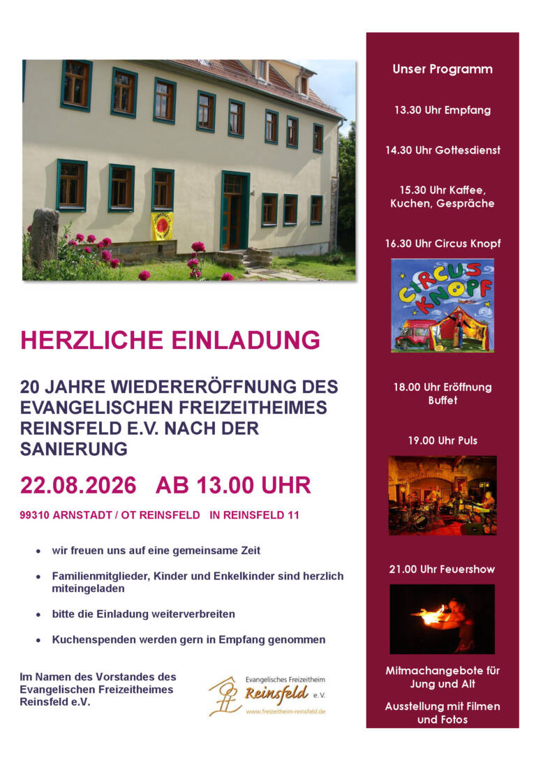 20 JAHRE WIEDERERÖFFNUNG DES EVANGELISCHEN FREIZEITHEIMES